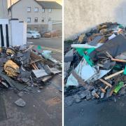 The waste items dumped opposite the A.D. Cameron Centre at the junction of School Street and Lade Street