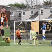 Jamie Martin, inset, scored a spectacular free kick to secure the win for Largs