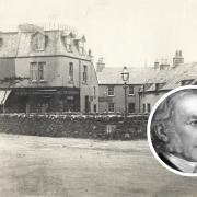 William Gladstone, inset, and Largs in 1800s
