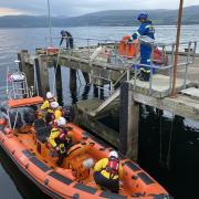The Largs lifeboat and members of the Cumbrae coastguard team at Keppel Pier