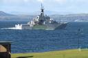 Rare close up view of navy ship from Largs shore