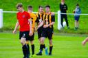 David McGrath, far right, celebrates scoring in the Johnstone Burgh pre-season tournament - and the midfielder is now eager to make an impact after six and a half months out injured