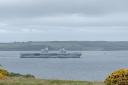 HMS Queen Elizabeth sails past Cumbrae