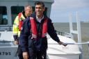 Prime Minister Rishi Sunak on board cutter HMC Seeker during a visit to Dover (Yui Mok/PA)
