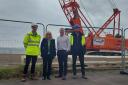 Council Leader Marie Burns and Chief Executive Craig Hatton on a recent visit to the works’ site with (left) Council Roads Team Leader Martin Miller and Mark Ferguson, from Turner and Townsend