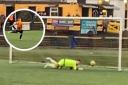 So close! Lewis Davidson volley bounced off crossbar in last kick of ball