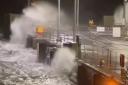 Largs Pier was again battered with high waves