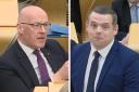 John Swinney took issue with Douglas Ross after a jibe at his expense in the Holyrood chamber