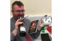 Calum is in celebratory mood after receiving birthday presents from work colleagues