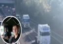 Truckers from all over Britain took part in the convoy ahead of Lewis's funeral