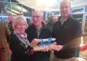 Fond farewell to John Highcock (centre) from Carolyn Elder, and Dave Hewitt, of Largs Yacht Haven