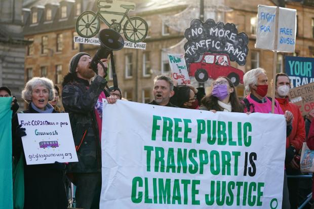 Public transport demonstration in George Square