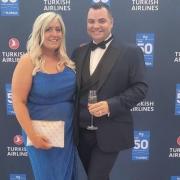 Thorne Travel's Christiane McCorgray, Kilwinning branch manager, and John Ferguson, the firm's cruise manager, attend the TTG Awards to collect the Top Travel Agency Award.