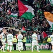 Members of Celtic's 'Green Brigade' supporters flew the Palestine flag at the recent game with Kilmarnock