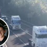 Truckers from all over Britain took part in the convoy ahead of Lewis's funeral
