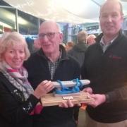 Fond farewell to John Highcock (centre) from Carolyn Elder, and Dave Hewitt, of Largs Yacht Haven