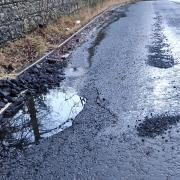 The large pothole has appeared on the eastbound A760 heading out of Largs towards Kilbirnie