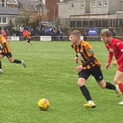 Thistle's top scorer Will Sewell in action versus Pollok