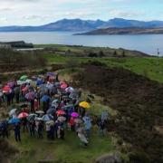 Protesters against Millport solar farm at last weekend's rally at Glaid Stone