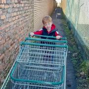 Max helped to bring back three trolleys that were left at a bottom of a lane