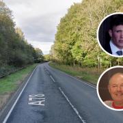Largs Thistle player Craig Forbes (top right) admitted killing 59-year-old David Forbes, from Wemyss Bay, by driving dangerously on the A78 near Inverkip in October 2022. (Image: Street View/Spindrift/Police Scotland)