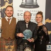 SimpsInns' Jack Simpson, Chris Cumming and Karen Haddow collecting the 'Best 4 Star Hotel' award at this year’s Prestige Hotel Awards in Glasgow