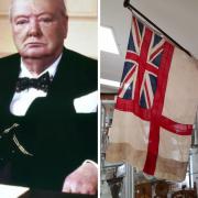 WInston Churchill visited Largs, and also pictured, the White Ensign on display at Largs Museum