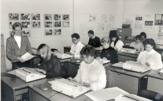 Mrs Craney - Largs Academy office skills class in 1988