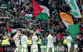 Members of Celtic's 'Green Brigade' supporters flew the Palestine flag at the recent game with Kilmarnock